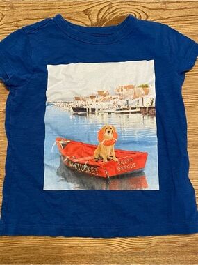 Crewcuts Blue Dog Graphic Tee with Red Boat Design 4/5